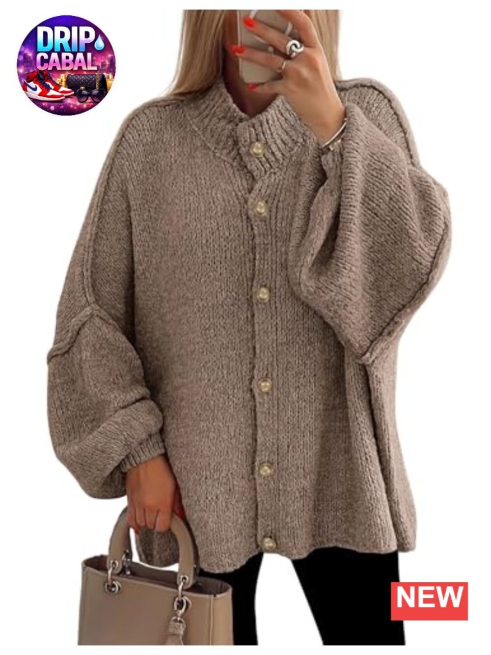 Women's Oversized Chunky Knit Button Cardigan Sweater Long Sleeve Fall Winter